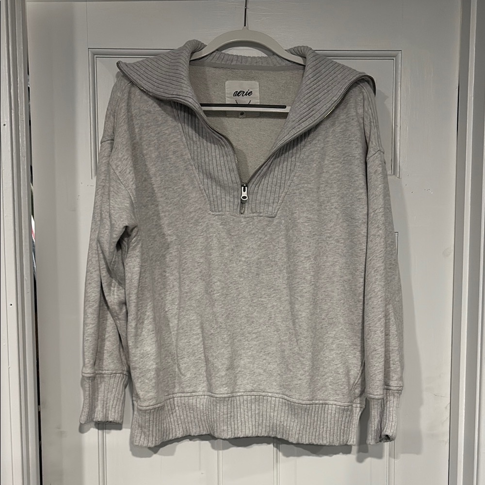 Aerie Gray Quarter-Zip Pullover